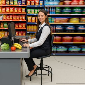 cadeira para caixa de supermercado