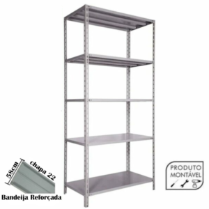 Estante de Aço cinza com 05 Bandejas 58 cm (22/18) em Goiânia