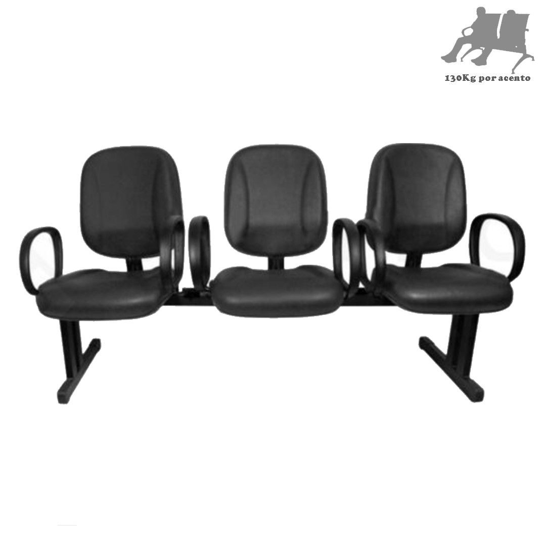 Longarina Diretor Lisa 03 Lugares -cor preto –5016