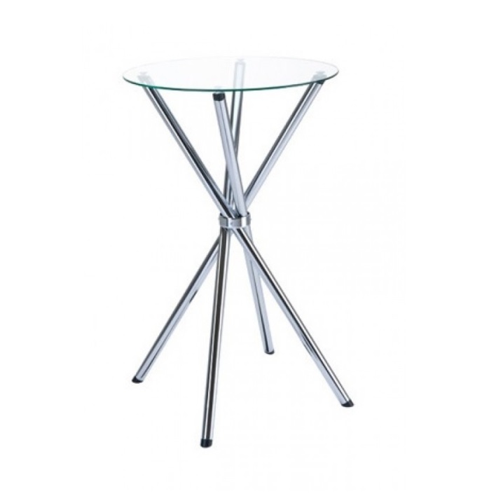 Mesa Bistrô Redonda Cromada e Tampo de Vidro - 7001