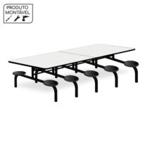 Mesa p/ Refeitório Fixo 10 Lugares MDP BRANCO DE 25 MM 50046 MÓVEIS PRECITO Fixo