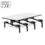 Mesa para Refeitório 8 Lugares MDP Branco de 25 mm FIXO – 50045 MÓVEIS PRECITO Fixo 7