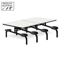 Mesa para Refeitório 8 Lugares MDP Branco de 25 mm FIXO – 50045 MÓVEIS PRECITO Fixo