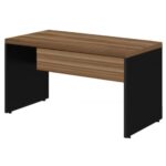 Mesa de Escritório 1,50×0,60m Sem Gavetas NOGAL SEVILHA/PRETO – 21472 MÓVEIS PRECITO Linha 40 mm 8