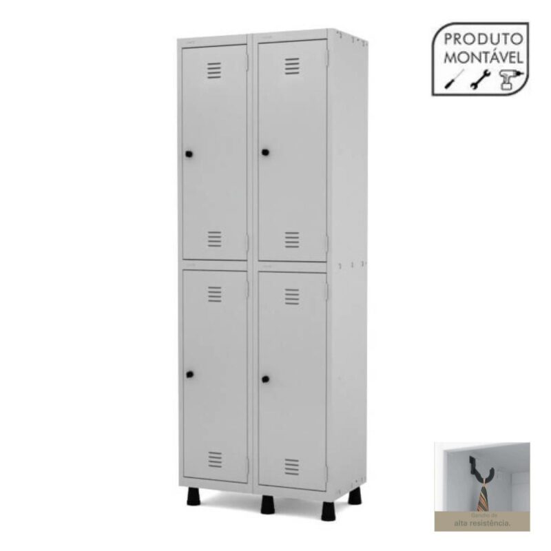 Armário Roupeiro de Aço com 04 PORTAS GRANDES – 1,93×0,69×0,40m – CZ/CZ – PANDIN – 10002 MÓVEIS PRECITO Roupeiro de Aço 3