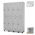 Armário Roupeiro de Aço c/ 08 PORTAS GRANDES – 1,93×1,38×0,40m – CZ/CZ – 10004 MÓVEIS PRECITO Roupeiro de Aço 9