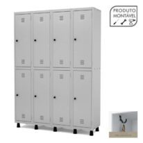 Armário Roupeiro de Aço c/ 08 PORTAS GRANDES – 1,93×1,38×0,40m – CZ/CZ – 10004 MÓVEIS PRECITO Roupeiro de Aço