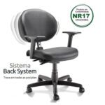 Cadeira Executiva PLUS LISA BACK SYSTEM c/ Braços Reguláveis – COR PRETO 32968 MÓVEIS PRECITO Executiva 9