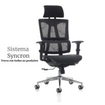 Cadeira Presidente Tela MK – 4011 – COR PRETO 30038 MÓVEIS PRECITO Cadeira de Tela