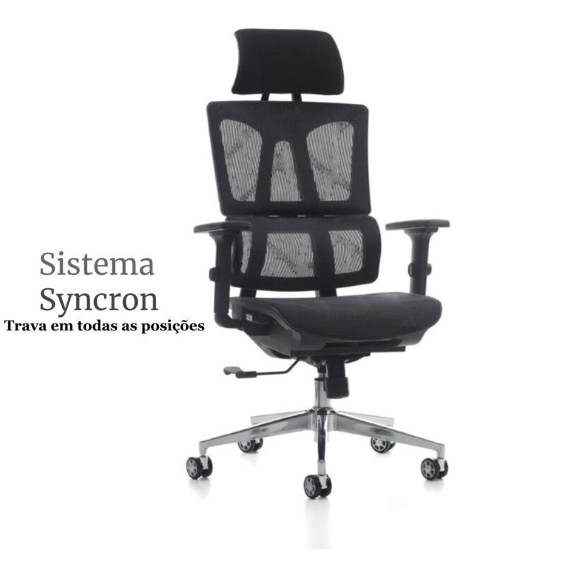 Cadeira Presidente Tela MK – 4011 – COR PRETO 30038 MÓVEIS PRECITO Cadeira de Tela 2