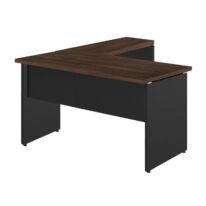 Mesa em “L” (Mesa 1,50m + Mesa Auxiliar) – S/ GAVETAS MARSALA / PRETO – 23476 MÓVEIS PRECITO Linha 30 mm