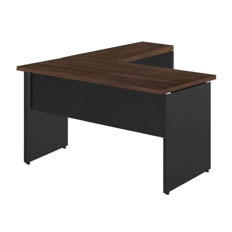 Mesa em “L” (Mesa 1,50m + Mesa Auxiliar) – S/ GAVETAS MARSALA / PRETO – 23476 MÓVEIS PRECITO Linha 30 mm 2