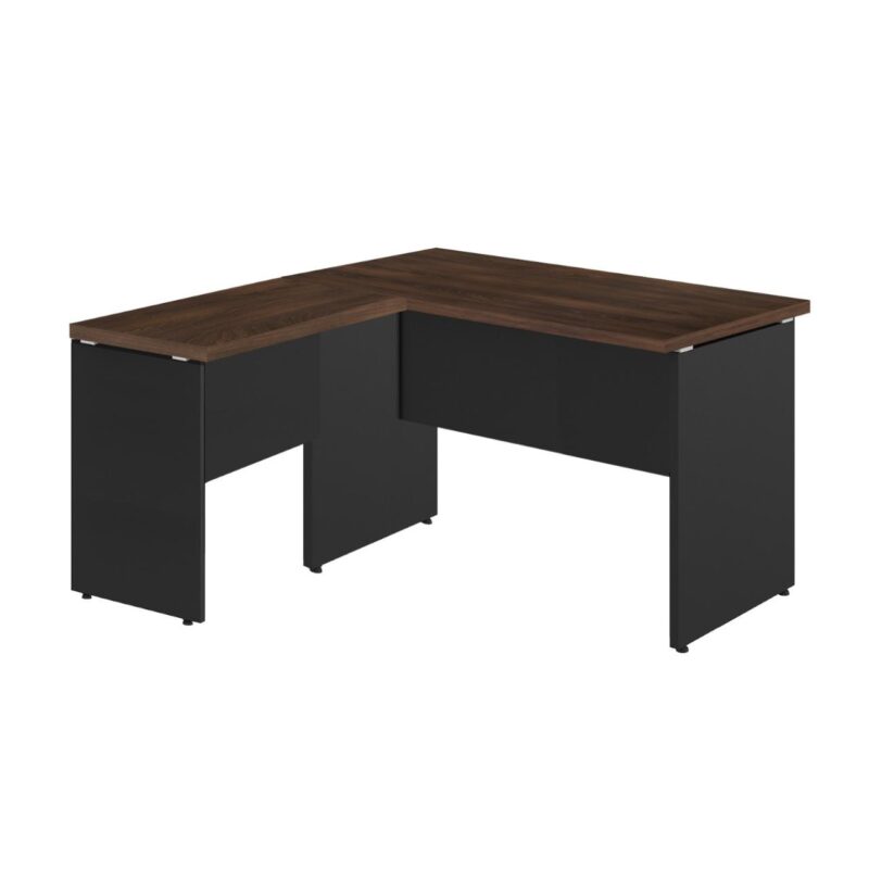 Mesa em “L” (Mesa 1,50m + Mesa Auxiliar) – S/ GAVETAS MARSALA / PRETO – 23476 MÓVEIS PRECITO Linha 30 mm 3