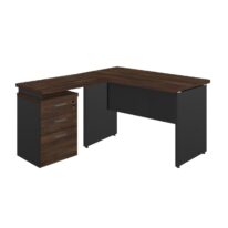 Mesa Escritório em “L” c/ Gaveteiro 1,50×1,50m MARSALA/PRETO – 23480 MÓVEIS PRECITO Linha 30 mm