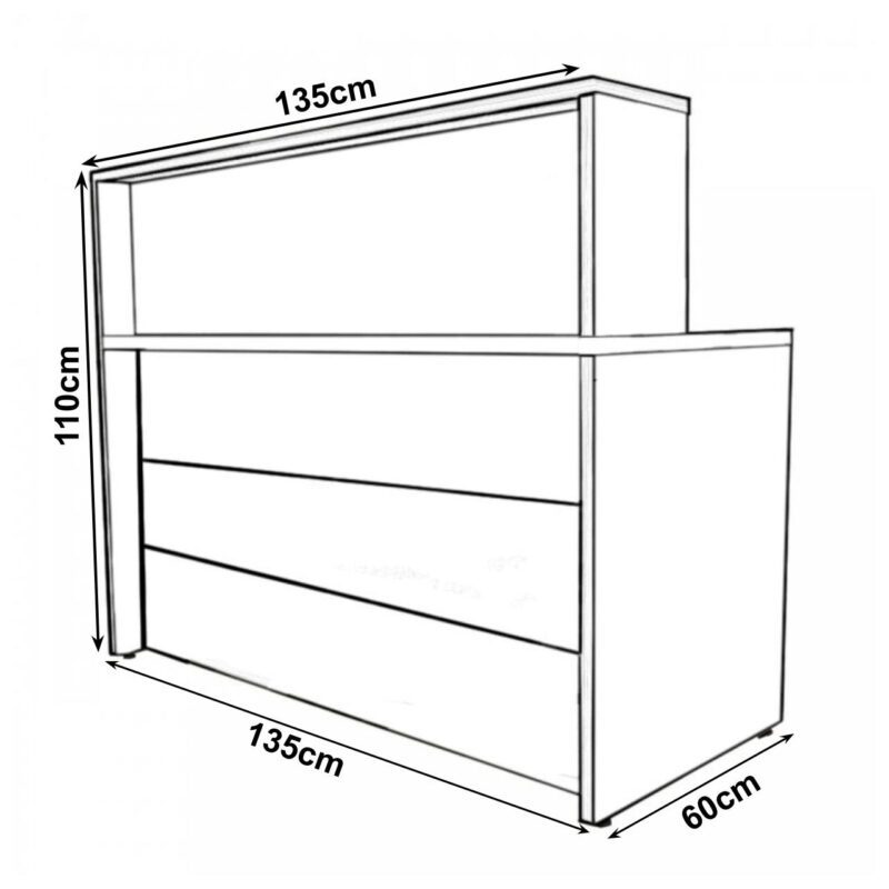 Balcão de Atendimento 1.35×1,13×0,60m – C/ Gavetas MARSALA/PRETO – 63084 MÓVEIS PRECITO Linha 30 mm 4