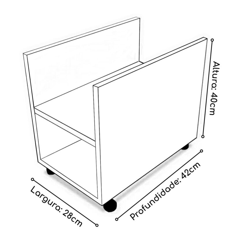 Porta CPU de Madeira (MDP) c/ Rodízios – CZ/CZ 72104 MÓVEIS PRECITO Porta CPU 4