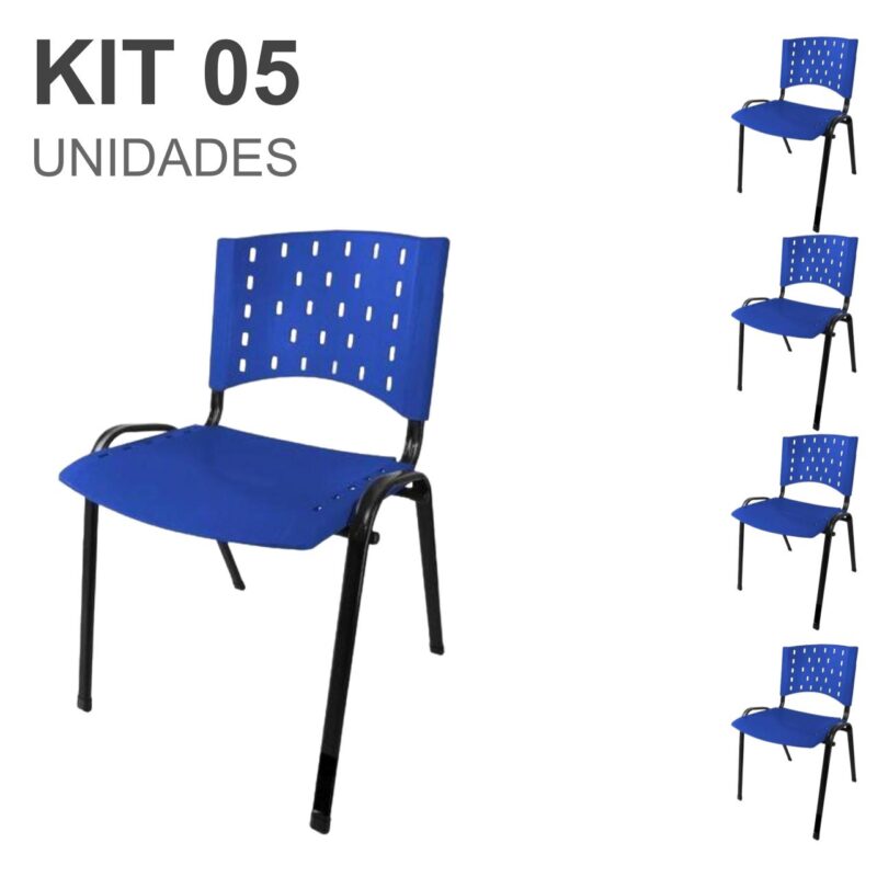 Kit 05 Cadeiras Plásticas 04 pés – COR AZUL – 24002 MÓVEIS PRECITO Plástica 2