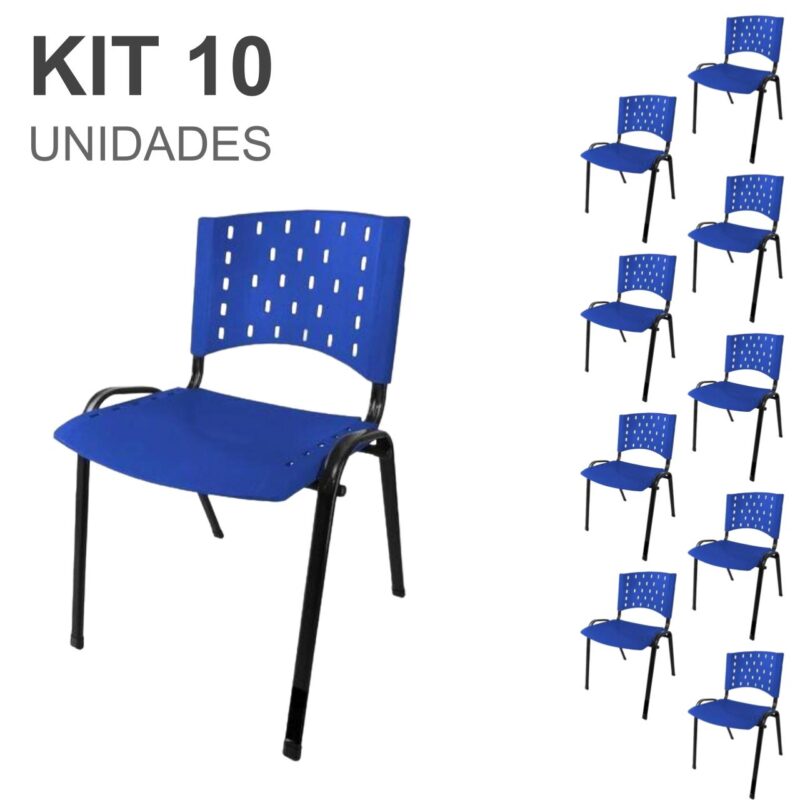 Kit 10 Cadeiras Plásticas 04 pés – COR AZUL – 24003 MÓVEIS PRECITO Plástica 2