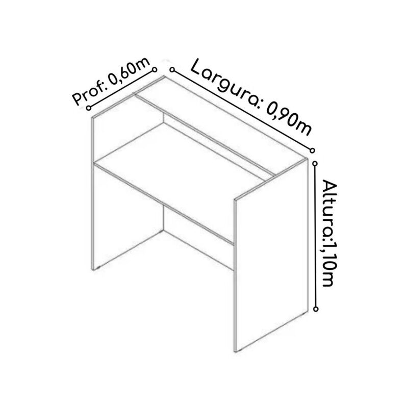 Balcão de Atendimento 0,90×0,60m – S/ Gavetas Cor Branco – 63095 MÓVEIS PRECITO JOB 15 mm 4