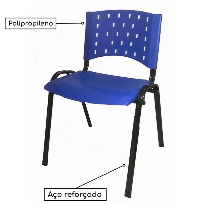 Cadeira Plástica 04 Pés – AZUL – (Polipropileno) – 31205 MÓVEIS PRECITO Plástica 5