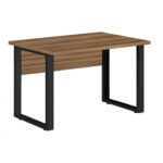 Mesa Escritório PÉ QUADRO 1,50×0,60m -S/ Gavetas – NOGAL SEVILHA/PRETO – 24472 MÓVEIS PRECITO Linha 40 mm 6