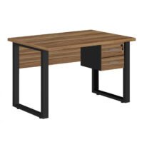 Mesa Escritório PÉ QUADRO – 1,20×0,60m – C/ Gavetas – NOGAL SEVILHA/PRETO – 24471 MÓVEIS PRECITO Linha 40 mm