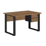 Mesa Escritório PÉ QUADRO 1,50×0,60m – C/ Gavetas – NOGAL SEVILHA/PRETO – 24473 MÓVEIS PRECITO Linha 40 mm 7