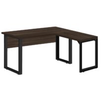 Mesa em L com PÉ QUADRO (Mesa 1,70m + Mesa Auxiliar) – S/ Gavetas MARSALA/PRETO – 25478 MÓVEIS PRECITO Linha 30 mm