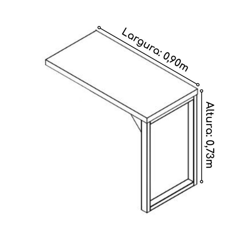 Mesa AUXILIAR SIMPLES PÉ QUADRO 0,90m NOGAL SEVILHA / PRETO – 24419 MÓVEIS PRECITO Linha 40 mm 4