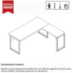 Mesa em L PÉ QUADRO (Mesa 1,70m + Mesa Auxiliar) – C/ Gavetas NOGAL SEVILHA/PRETO – 24479 MÓVEIS PRECITO Linha 40 mm 9