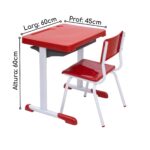 Kit Escolar Individual – (Mesa e Cadeira) – INFANTIL 03 a 06 Anos COR VERMELHO – 41090 MÓVEIS PRECITO Conjunto Escolar 8