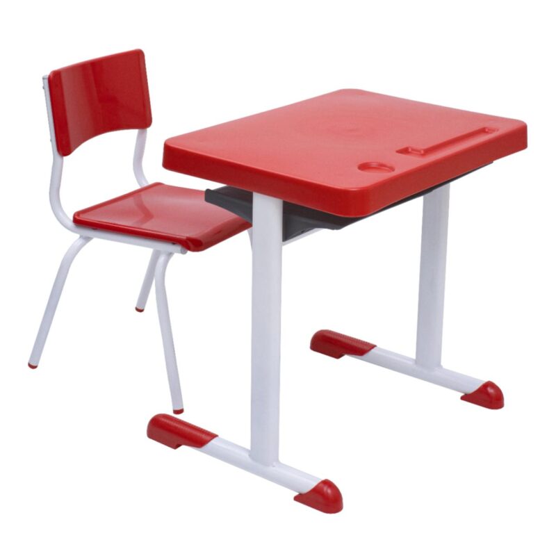 Kit Escolar Individual – (Mesa e Cadeira) – INFANTIL 03 a 06 Anos COR VERMELHO – 41090 MÓVEIS PRECITO Conjunto Escolar 5