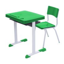 Kit Escolar Individual VERDE – (Mesa e Cadeira) – JUVENIL 06 a 09 Anos COR VERDE – 41084 MÓVEIS PRECITO Conjunto Escolar