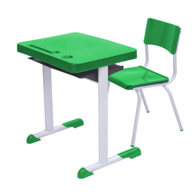 Kit Escolar Individual VERDE – (Mesa e Cadeira) – JUVENIL 06 a 09 Anos COR VERDE – 41084 MÓVEIS PRECITO Conjunto Escolar 2