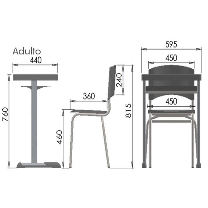 Kit Escolar Individual VERDE – (Mesa e Cadeira) – ADULTO – – COR VERDE – 40084 MÓVEIS PRECITO Adulto 5