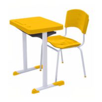 Kit Escolar Individual AMARELO – (Mesa e Cadeira) – ADULTO – – COR AMARELO – 40083 MÓVEIS PRECITO Conjunto Escolar