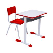 Kit Escolar Individual VERMELHO – (Mesa e Cadeira) – INFANTIL – MADEIRA – COR VERMELHO – 40086 MÓVEIS PRECITO Conjunto Escolar