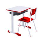 Kit Escolar Individual VERMELHO – (Mesa e Cadeira) – INFANTIL – MADEIRA – COR VERMELHO – 40086 MÓVEIS PRECITO Conjunto Escolar 7