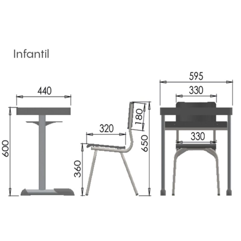 Kit Escolar Individual VERMELHO – (Mesa e Cadeira) – INFANTIL – MADEIRA – COR VERMELHO – 40086 MÓVEIS PRECITO Conjunto Escolar 5