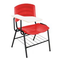 Cadeira Universitária Plástica com Prancheta MDF – COR VERMELHO 34017 MÓVEIS PRECITO Carteira Escolar