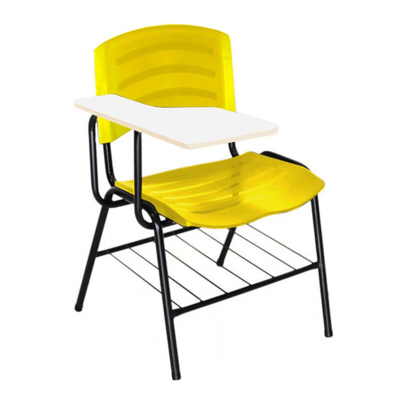 Cadeira Universitária Plástica com Prancheta MDF – COR AMARELO 34019 MÓVEIS PRECITO Carteira Escolar 2