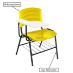 Cadeira Universitária Plástica com Prancheta MDF – COR AMARELO 34019 MÓVEIS PRECITO Carteira Escolar 7