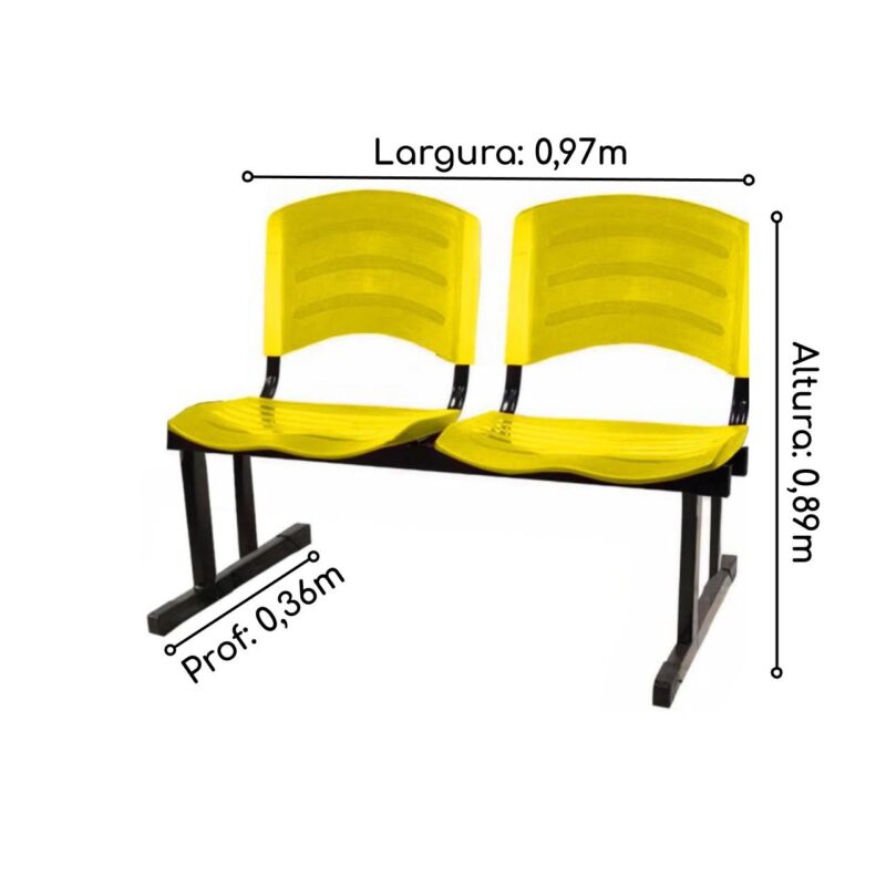 Cadeira Longarina PLÁSTICA 02 Lugares – Cor Amarelo 33030 MÓVEIS PRECITO Longarinas 3