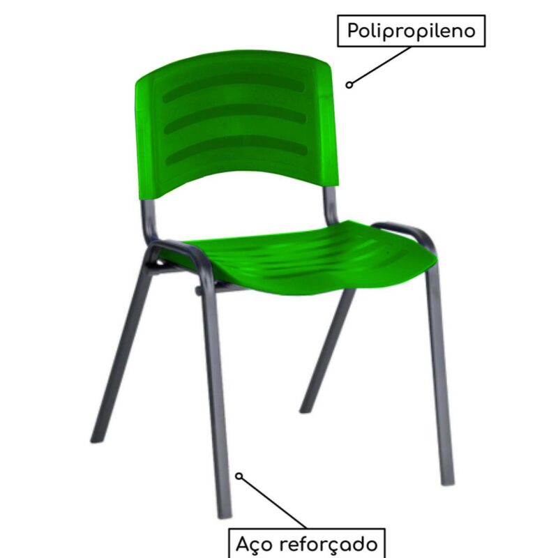 Cadeira Fixa Plástica 04 pés Cor Verde (Polipropileno) 31210 MÓVEIS PRECITO Plástica 3