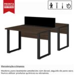 Mesa Estação de Trabalho Dupla 1,50×1,35m 2 Lugares s/ Gavetas c/ ponto de tomada PÉ QUADRO MARSALA/PRETO – 64002 MÓVEIS PRECITO Linha 30 mm 8