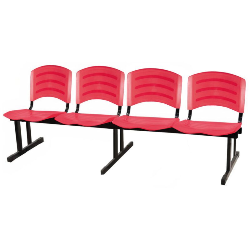 Cadeira Longarina PLASTICA 4 Lugares Cor Vermelho 33096 MÓVEIS PRECITO Longarinas 2