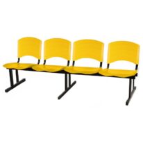 Cadeira Longarina PLASTICA 4 Lugares Cor Amarelo 33097 MÓVEIS PRECITO Longarinas