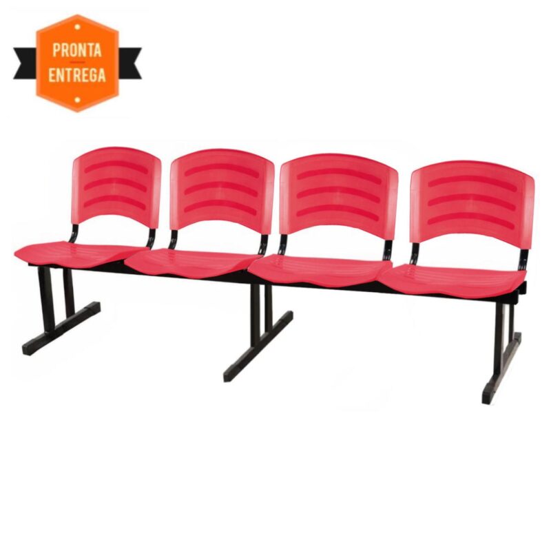 Cadeira Longarina PLASTICA 4 Lugares Cor Vermelho 33096 MÓVEIS PRECITO Longarinas 3