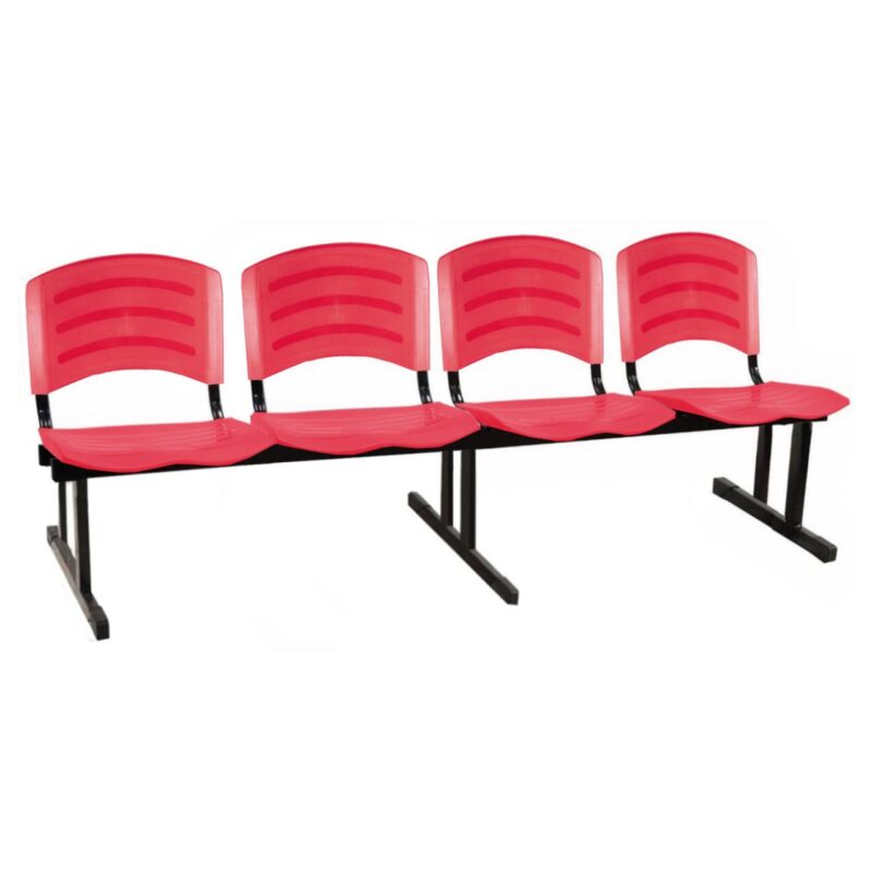 Cadeira Longarina PLASTICA 4 Lugares Cor Vermelho 33096 MÓVEIS PRECITO Longarinas 5