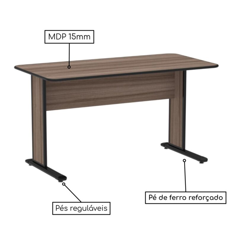 Mesa Escritório 0,90×0,60m – Cor Walnut 44094 MÓVEIS PRECITO JOB 15 mm 4